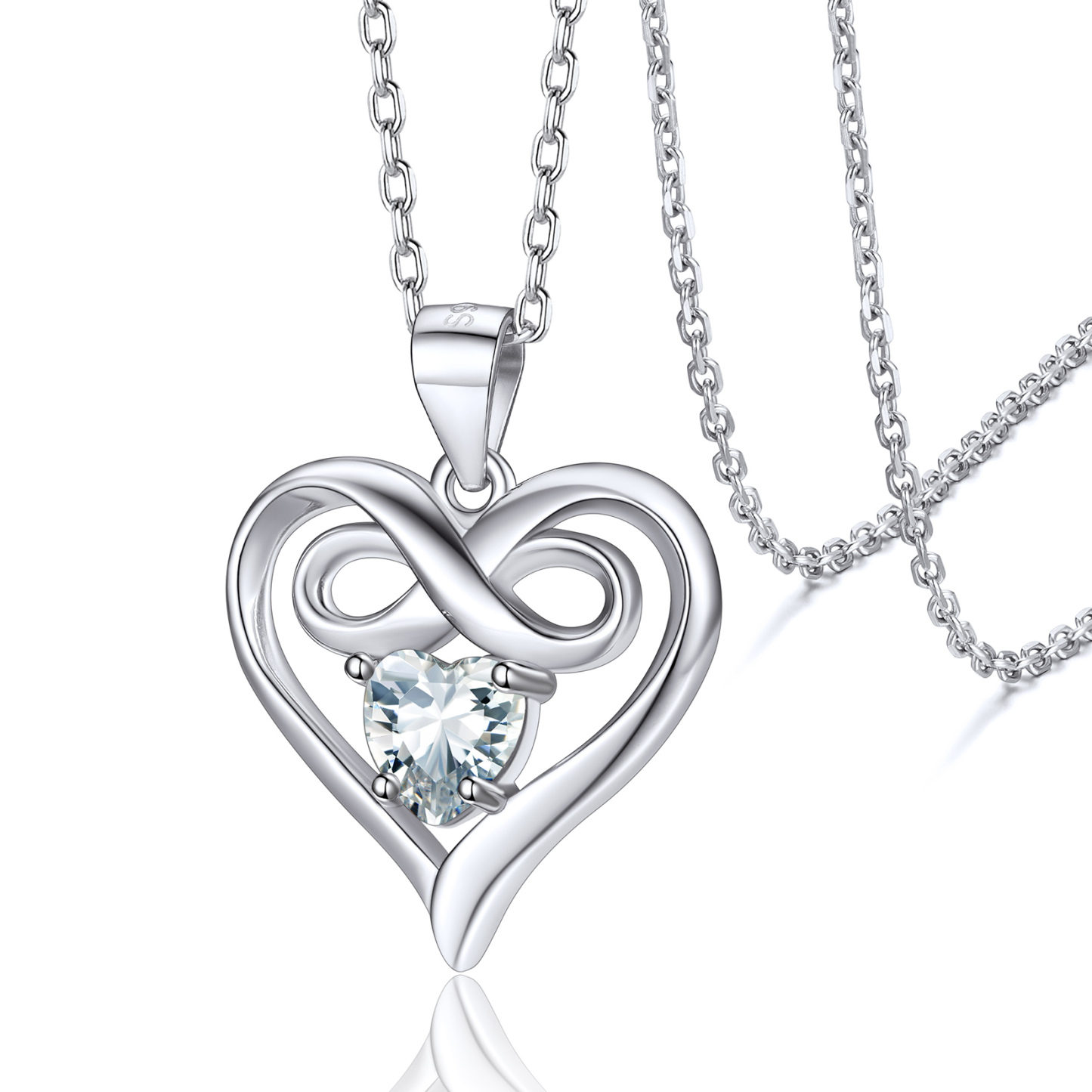 Infinity Birthstone Heart Pendant Necklace for Women Apr