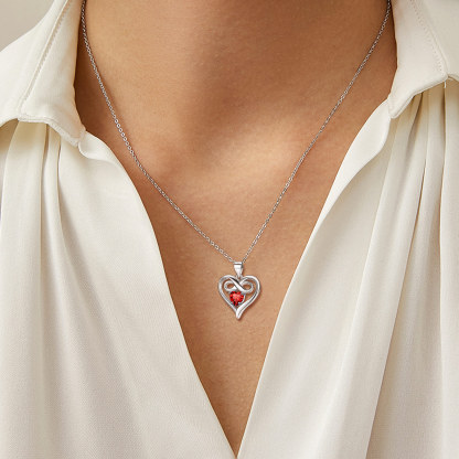 Infinity Birthstone Heart Pendant Necklace for Women model