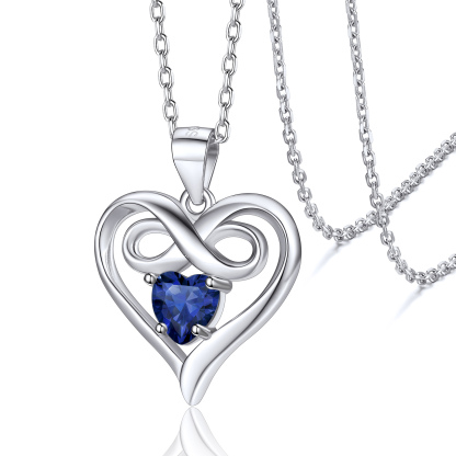 Infinity Birthstone Heart Pendant Necklace for Women  Sep