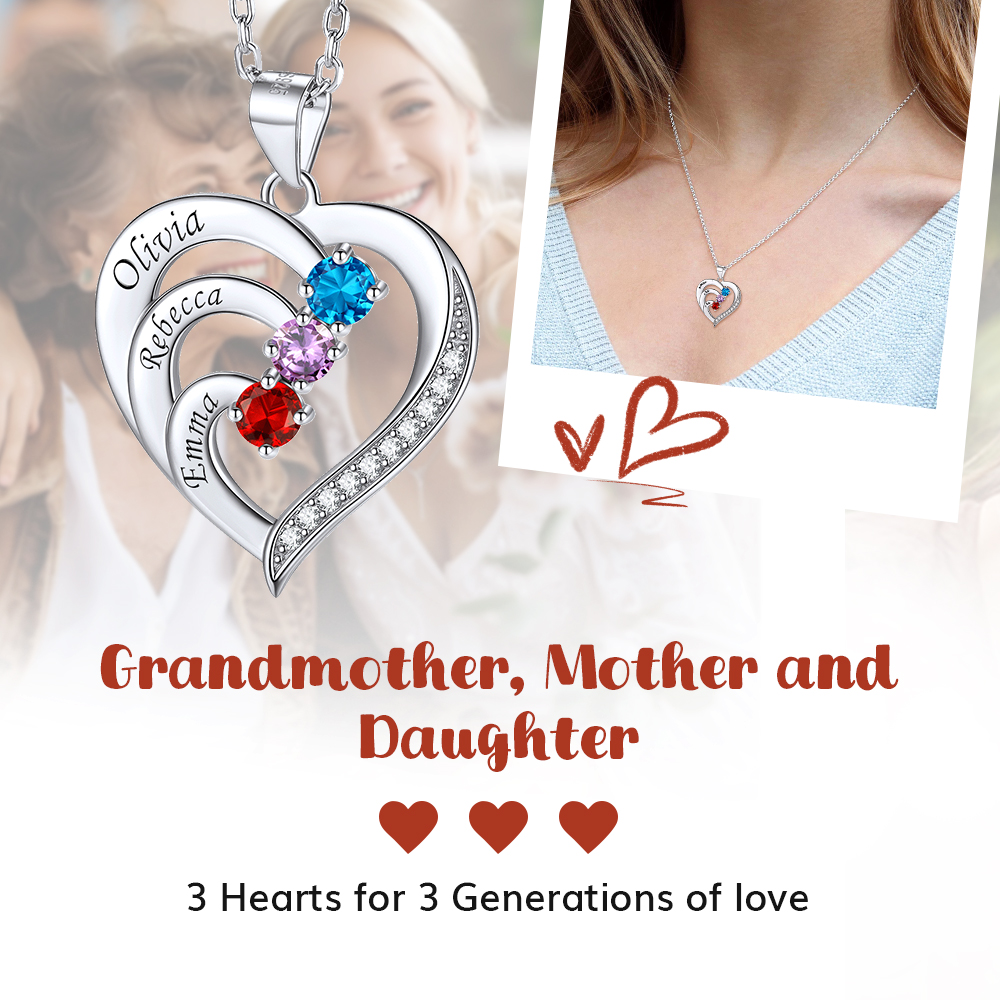 Family Birthstone Necklace With Names