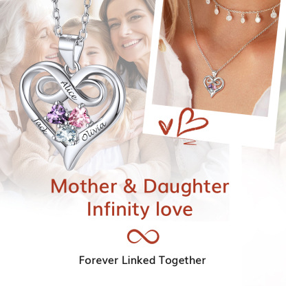 Infinity Birthstone Heart Necklace for mom 