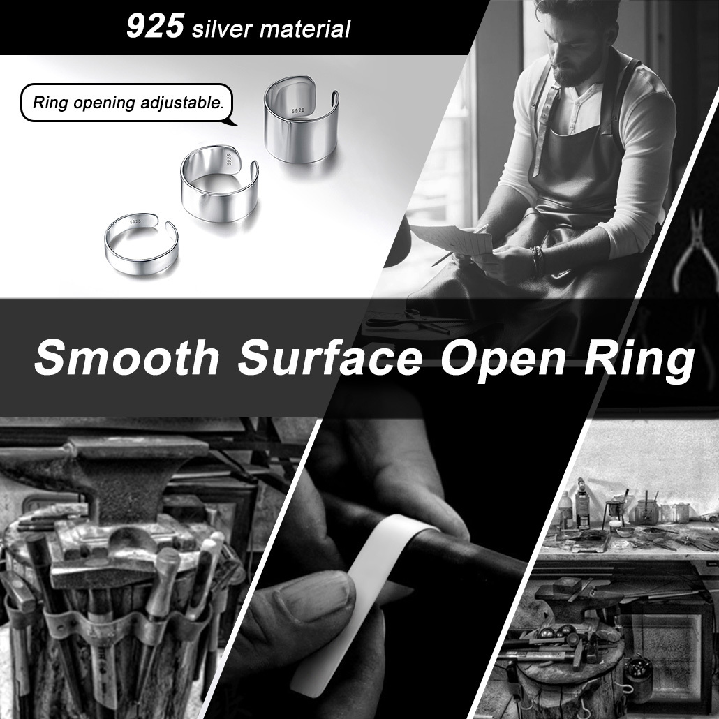 925 Sterling Silver Engagement Band Engraved Adjustable Cuff Ring 