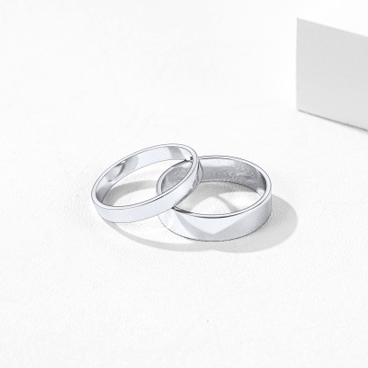 Sterling Silver Polished Band Wedding Engagement Ring 