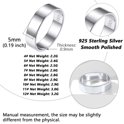Sterling Silver Engraved Polished Band Wedding Engagement Ring 5MM SIZE