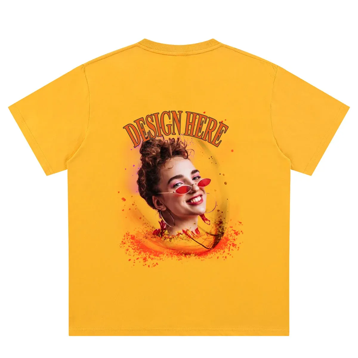 Yellow back Custom Photo T-Shirts 