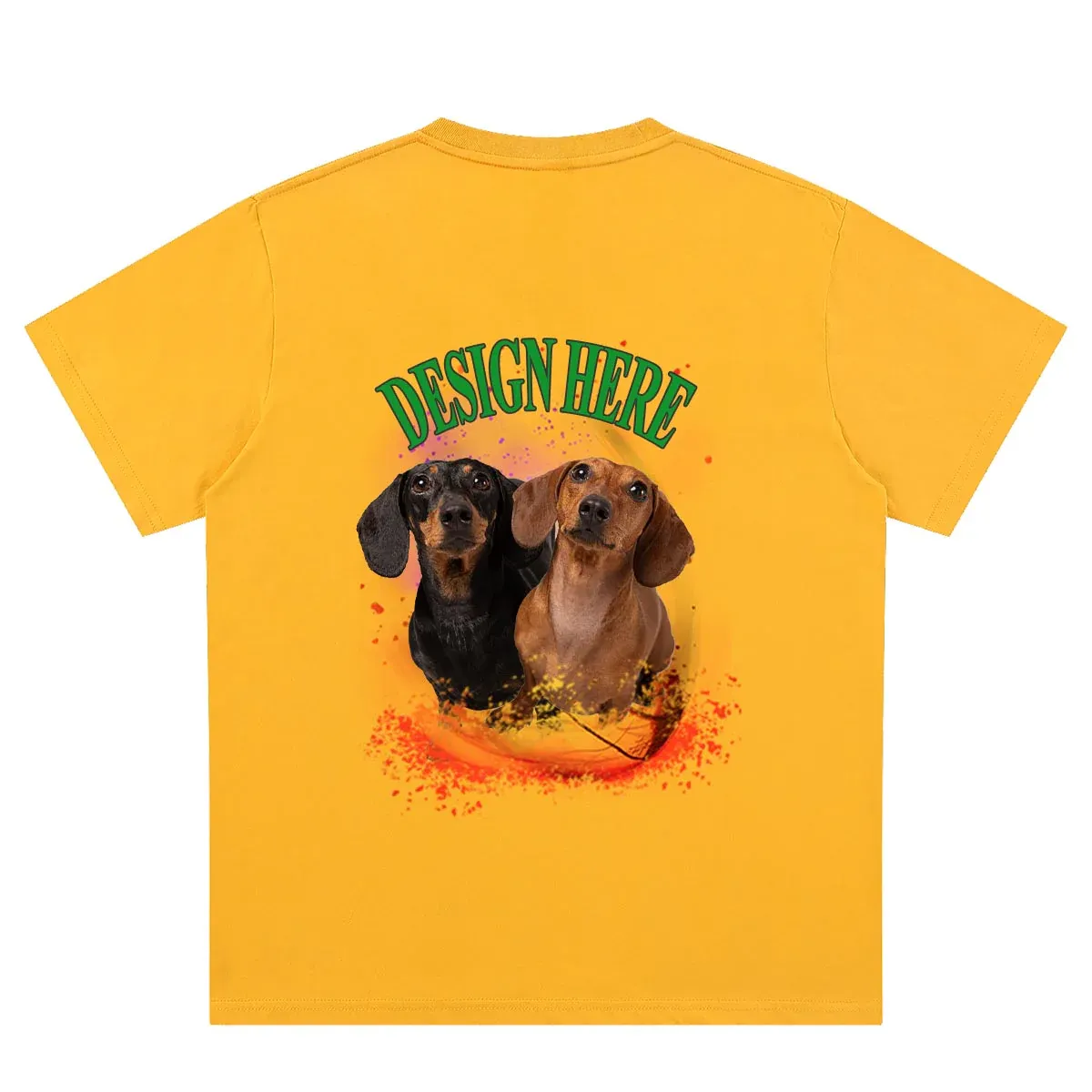 Yellow back Custom Photo and Text T-Shirts