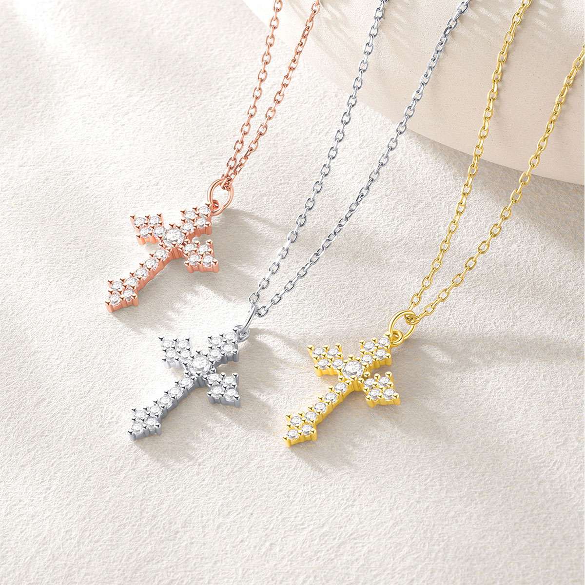 Cubic Zirconia Cross Necklace for Women