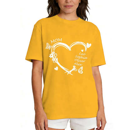 Personalized Heart & Name T-Shirt for Mom Yellow