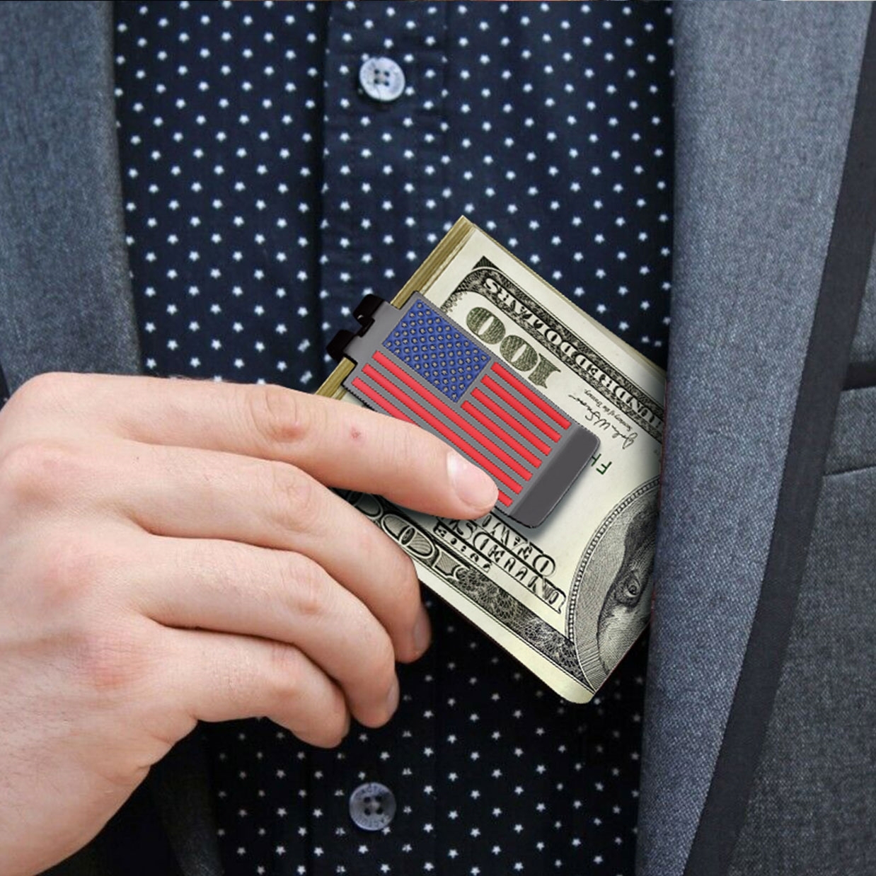 4th of July American Flag Dollar Money Clip  for Men