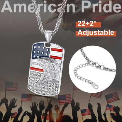 4th of July American Flag patriotic Dog Tag Necklace