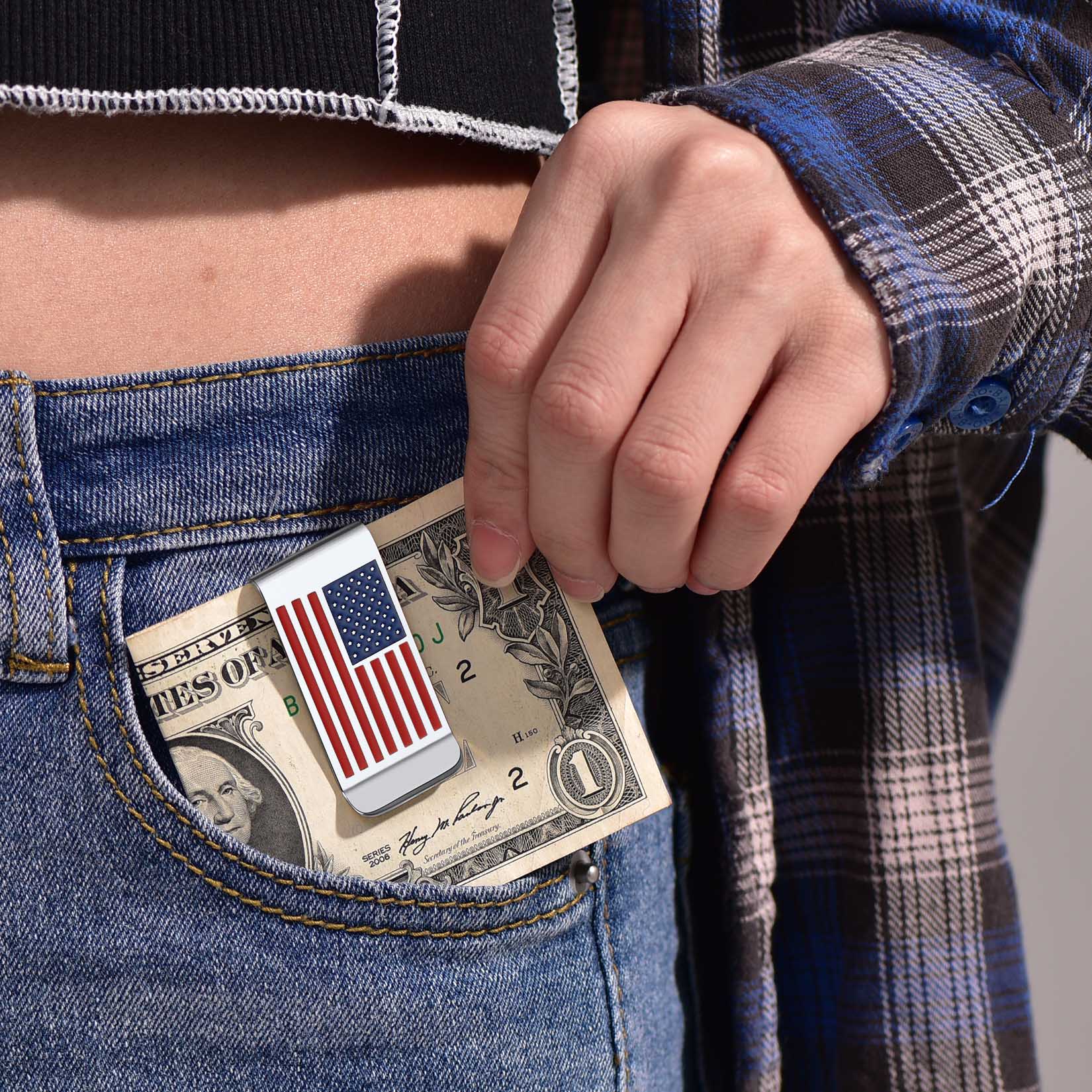 4th of July American Flag Money Clip Wallet  Card Holder