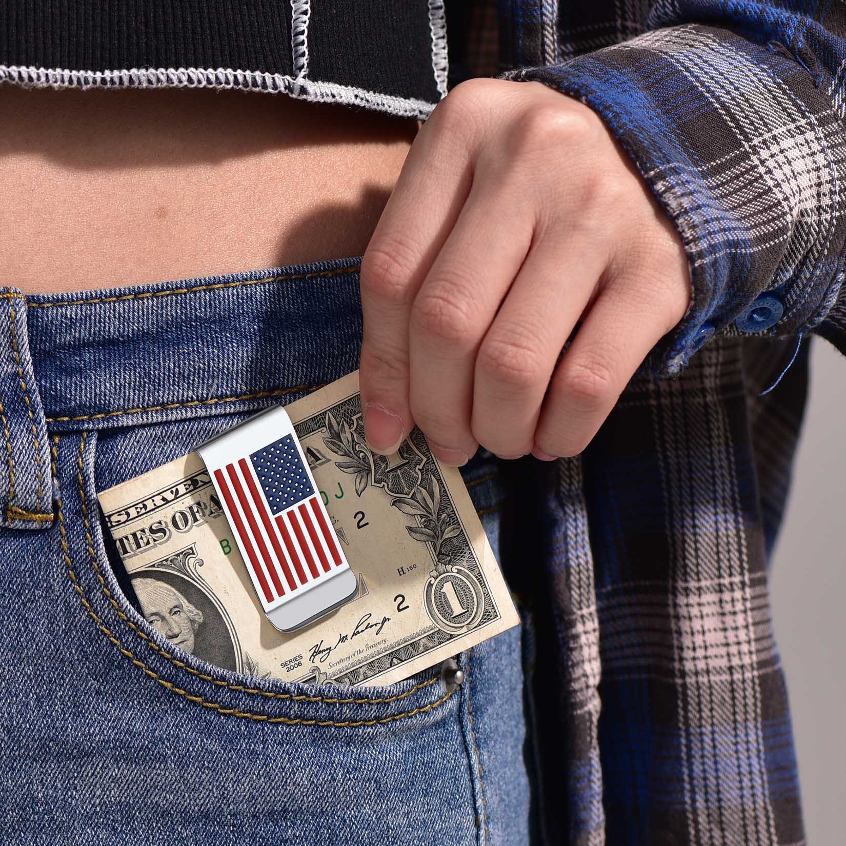 4th of July American Flag Money Clip Wallet  Card Holder