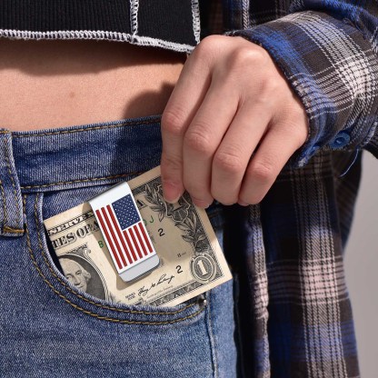 4th of July American Flag Money Clip Wallet  Card Holder