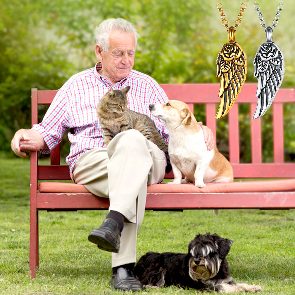 Custom Angle Wing Cremation Necklace for pet Ashes