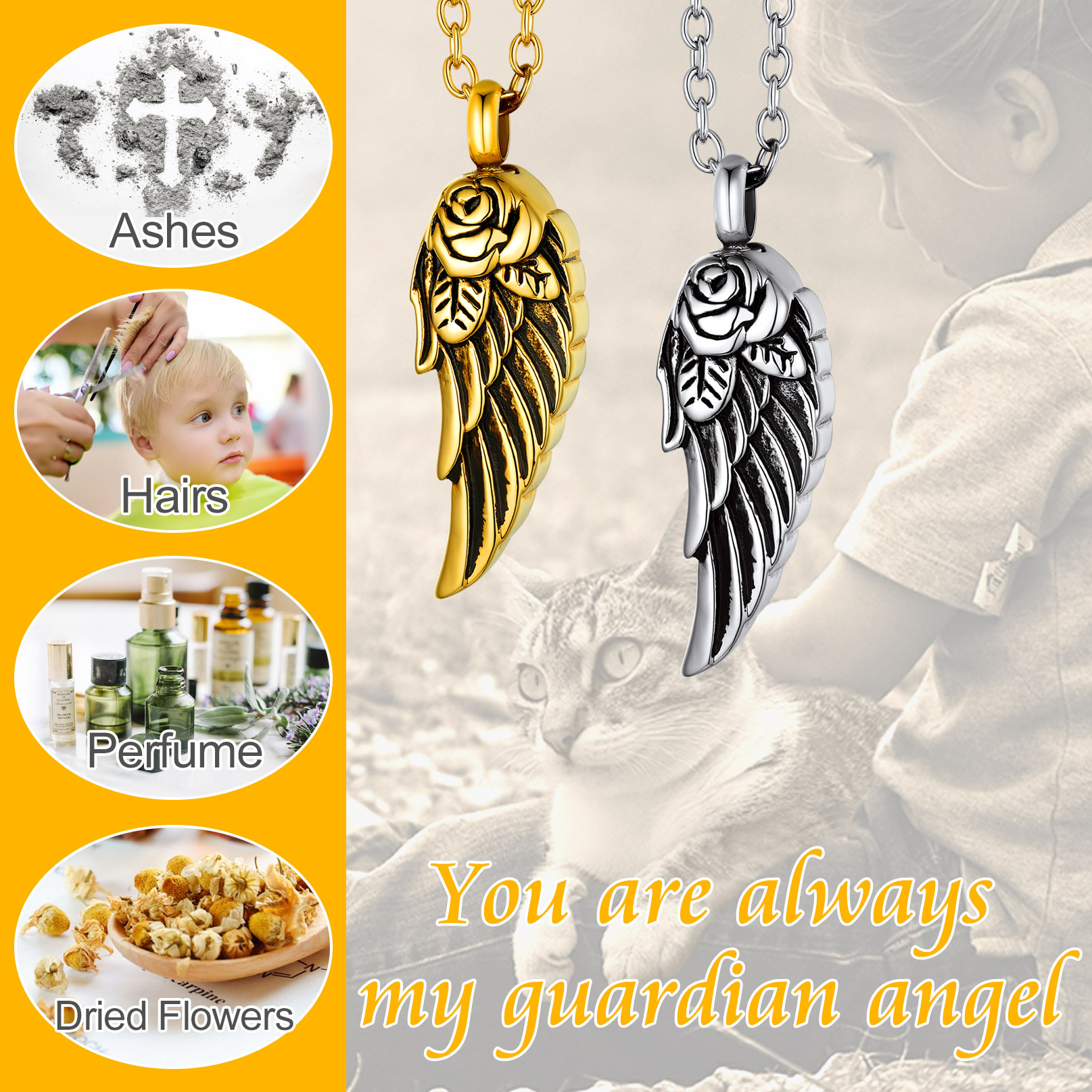 usage of Angle Wing Cremation Necklace for Ashes