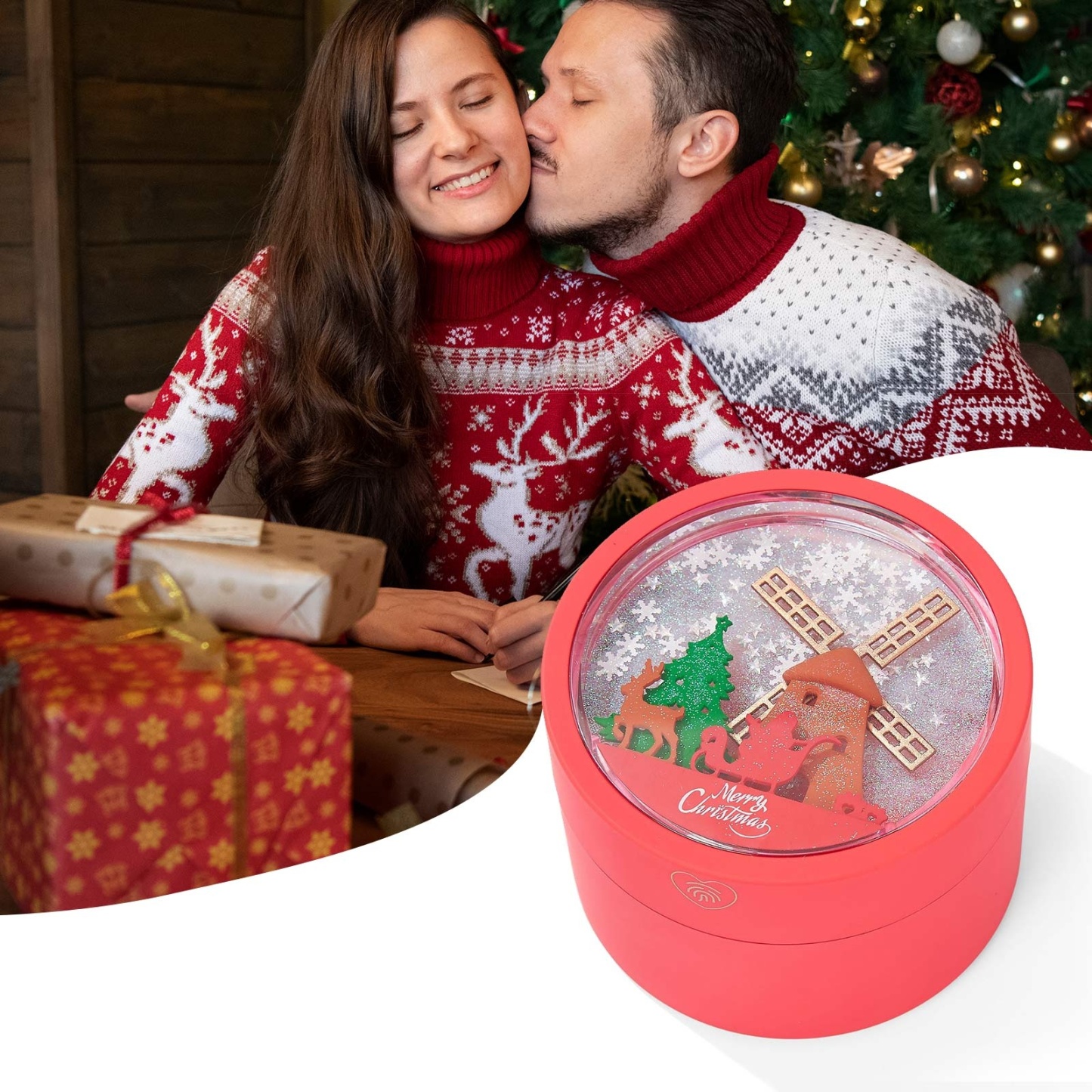 Sparkling Windmill Christmas Jewelry Gift Box