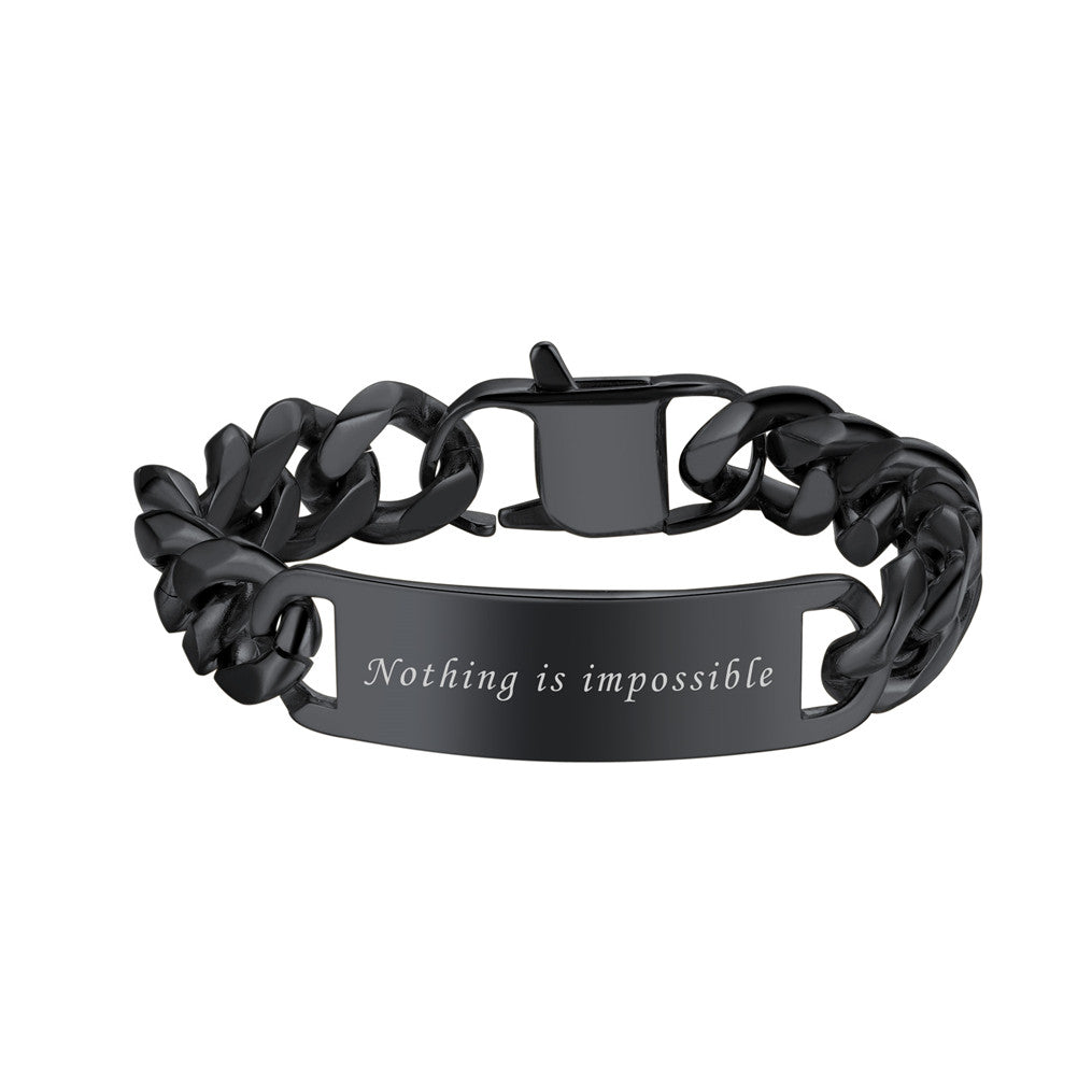 Name Engraved for Men Custom Cuban Link Chain ID Bracelet 