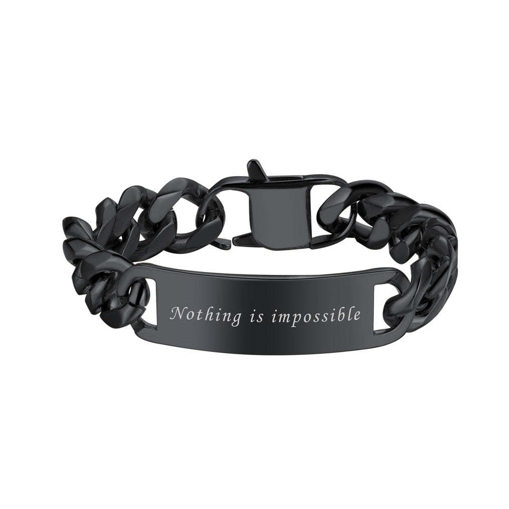 Name Engraved for Men Custom Cuban Link Chain ID Bracelet 