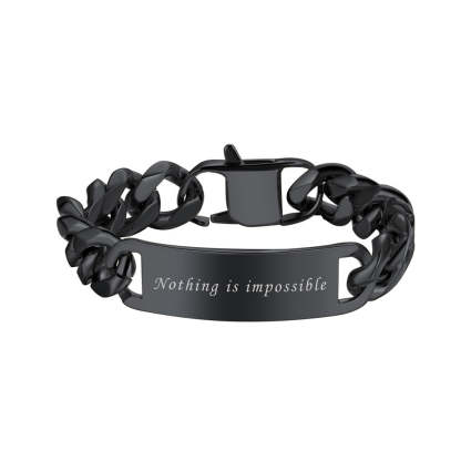 Name Engraved for Men Custom Cuban Link Chain ID Bracelet 
