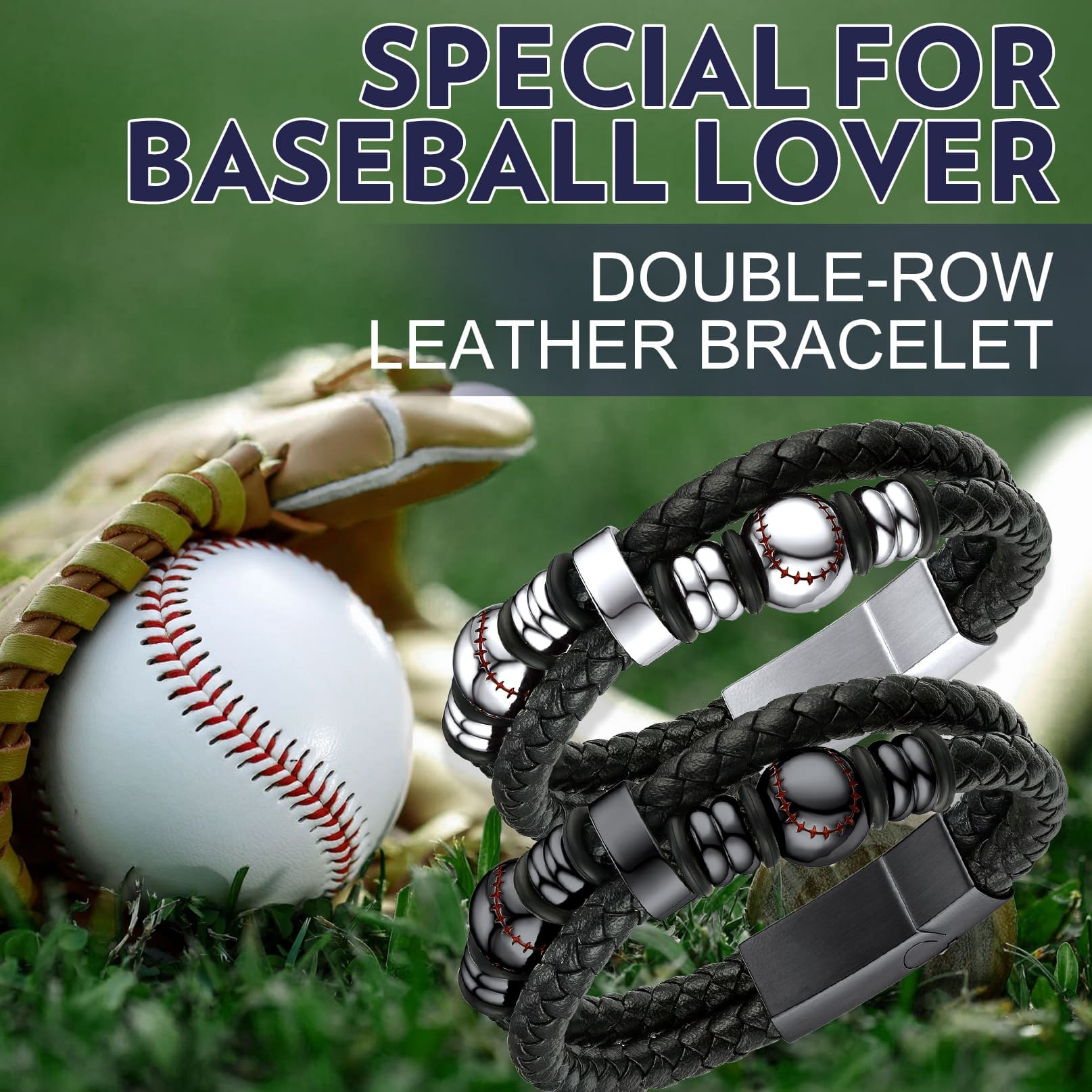 Custom Baseball Double Row Bracelet 