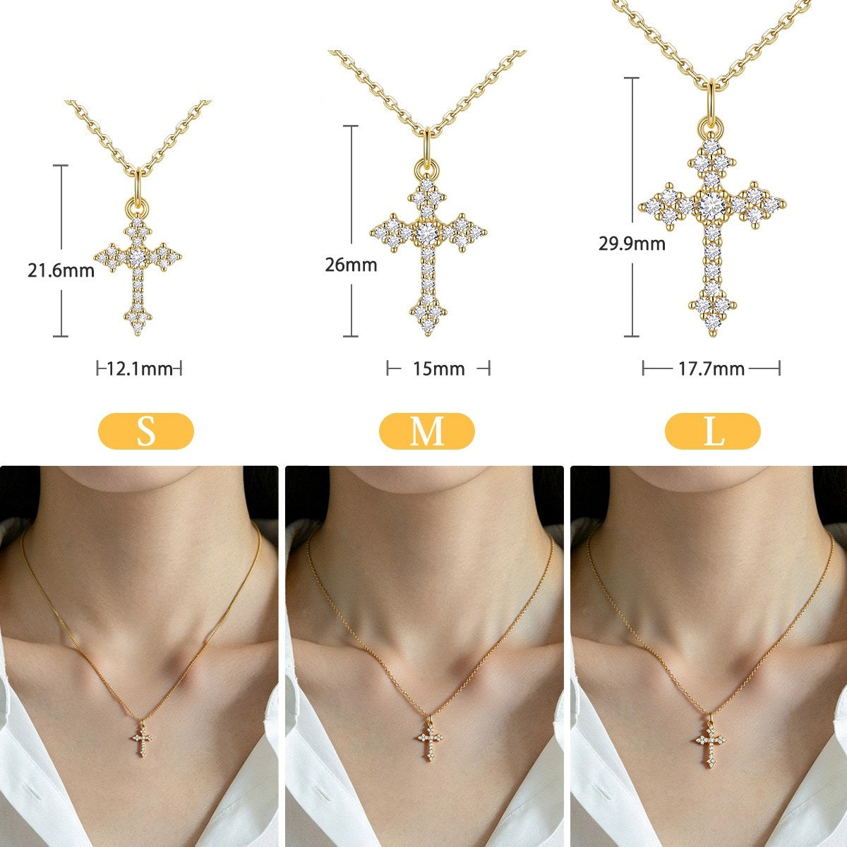 Cubic Zirconia Cross Necklace for Women