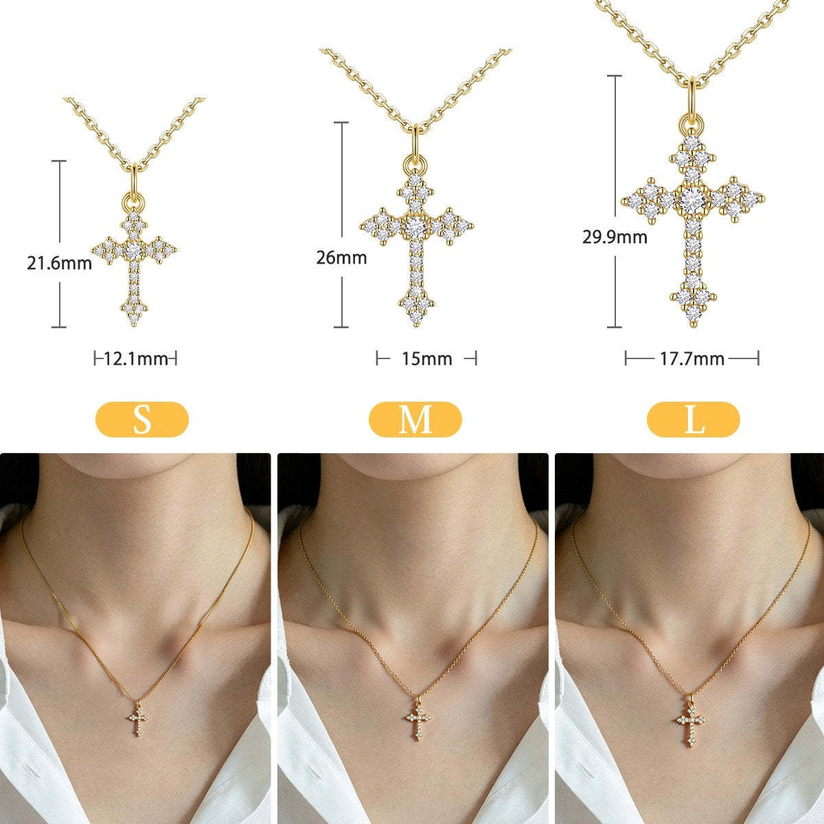 Cubic Zirconia Cross Necklace for Women