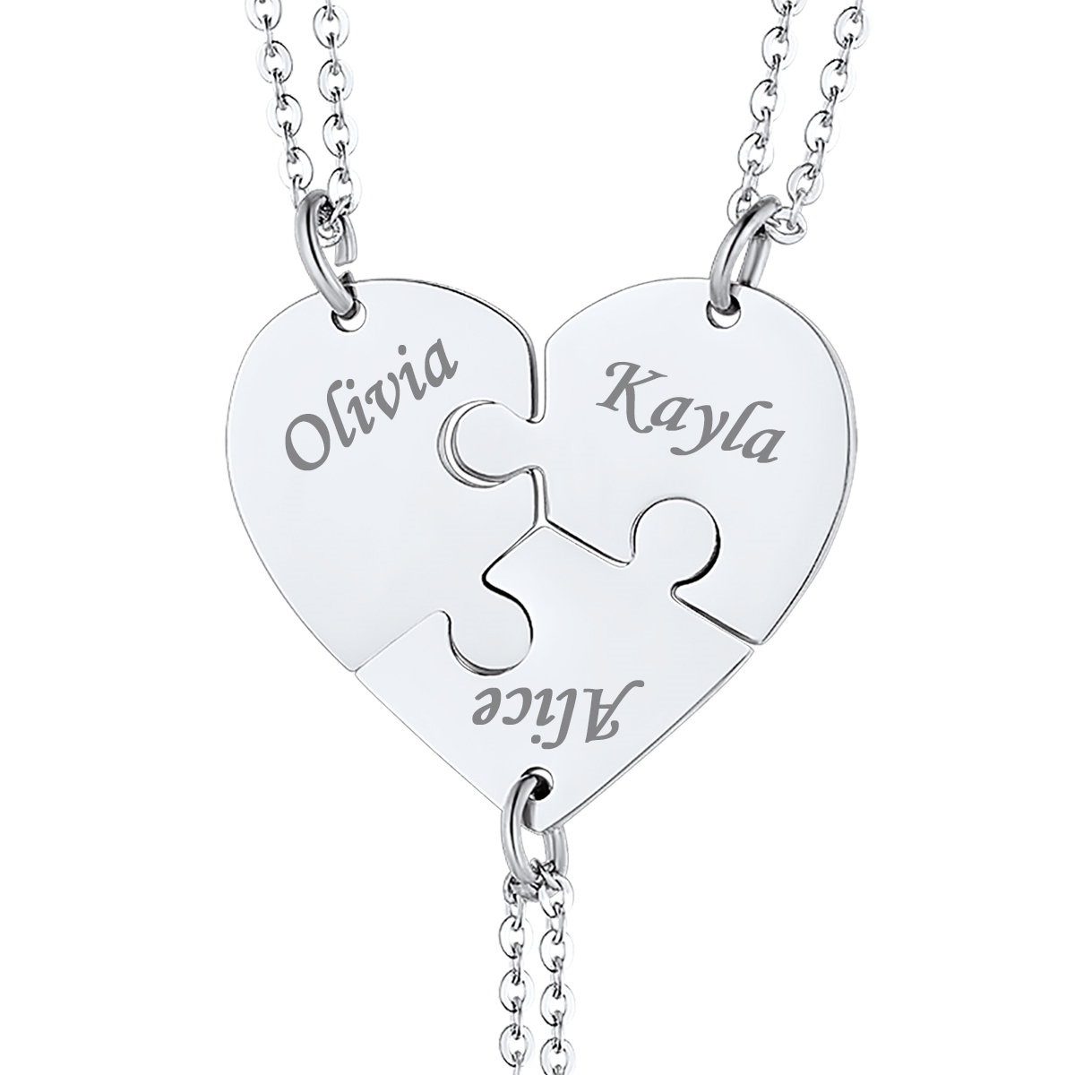 Customized Name Heart Matching Couples Necklace for Mom Family