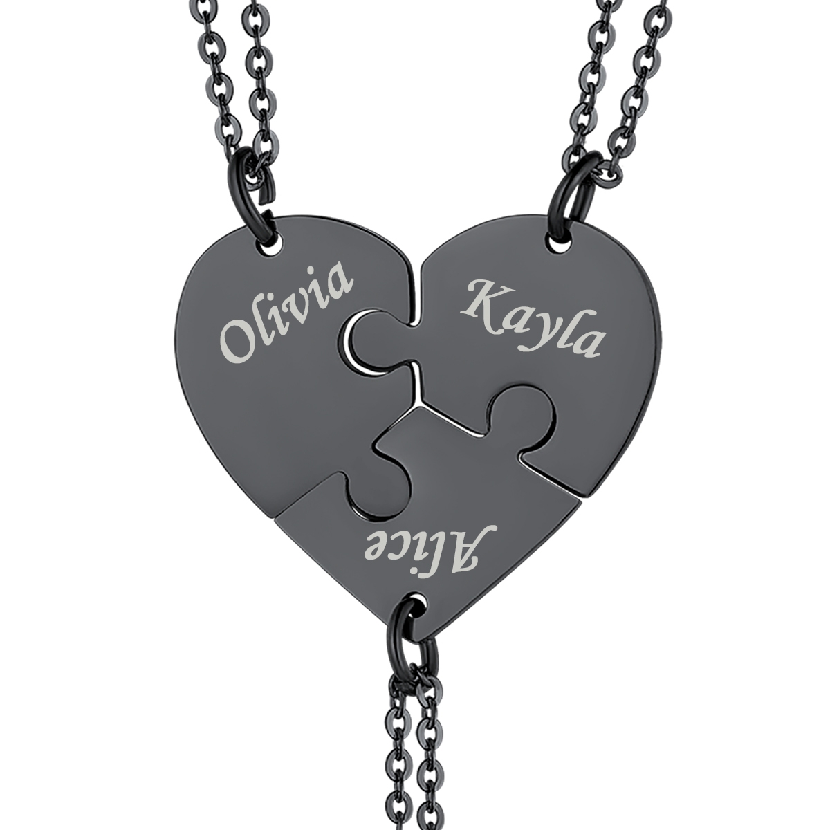 Customized Name Heart Matching Couples Necklace for Mom Family