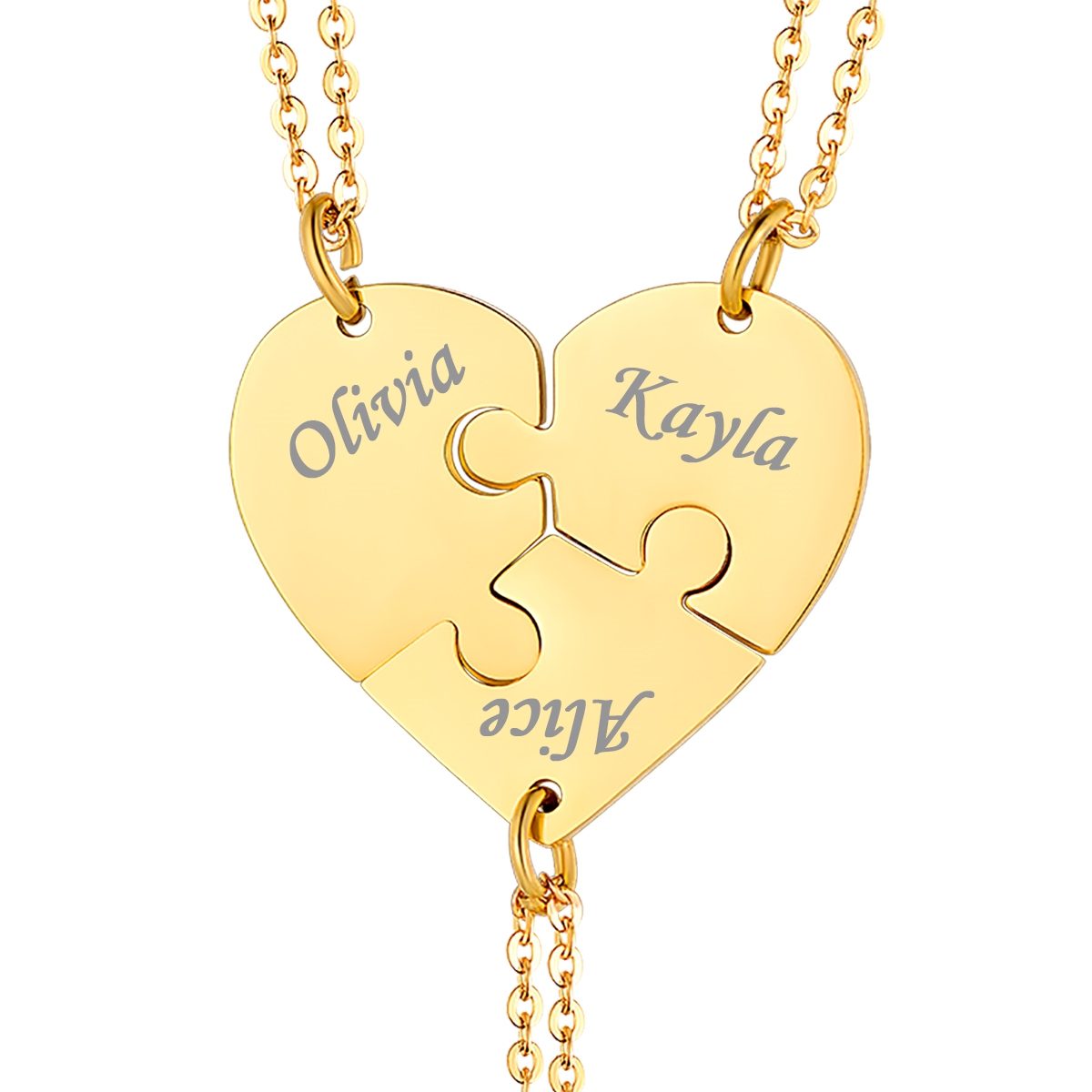 Customized Name Heart Matching Couples Necklace for Mom Family