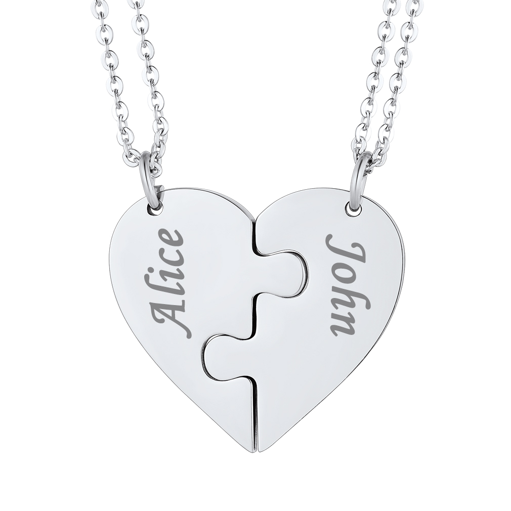 Customized Name Heart Matching couples bff Necklace