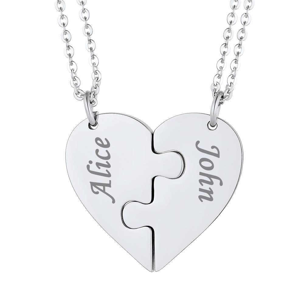 Customized Name Heart Matching couples bff Necklace