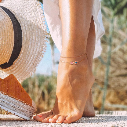 Personalized Birthstone Infinity Name Anklet