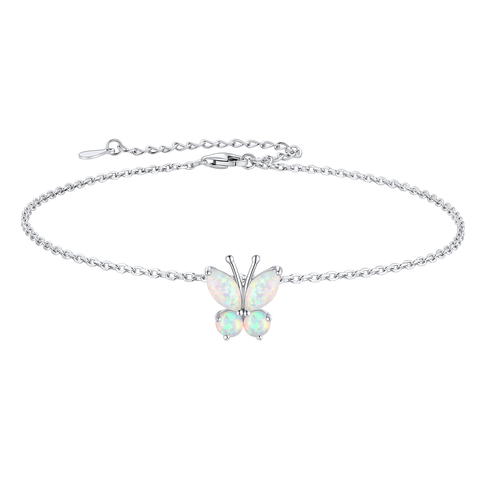 Butterfly Birthstone Sterling Silver Anklet For Women 10