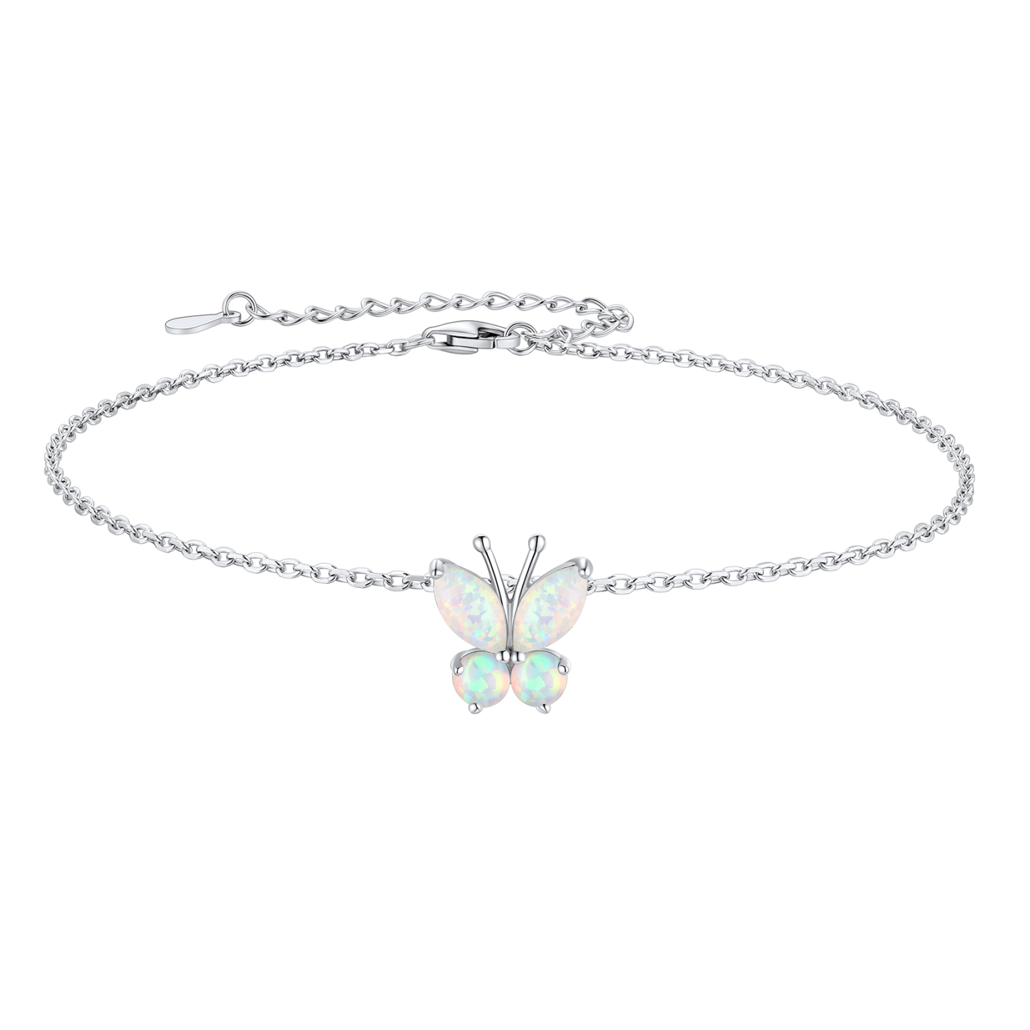 Butterfly Birthstone Sterling Silver Anklet For Women 10