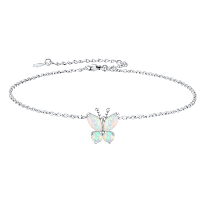 Butterfly Birthstone Sterling Silver Anklet For Women 10