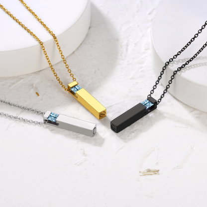 Birthstone Bar Cremation Urn Necklace for ash all color