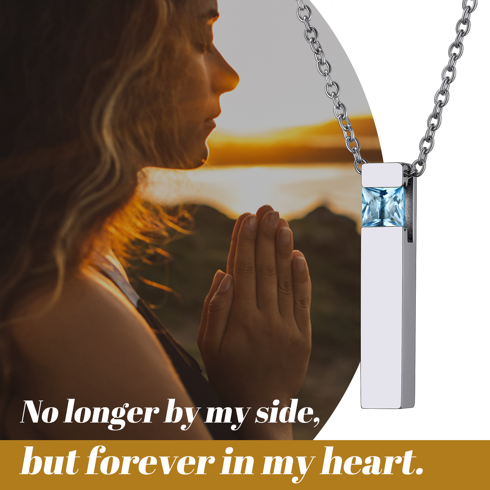 Birthstone Bar Cremation Urn Necklace for loss