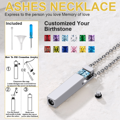 Birthstone Bar Cremation Urn Necklace use guide