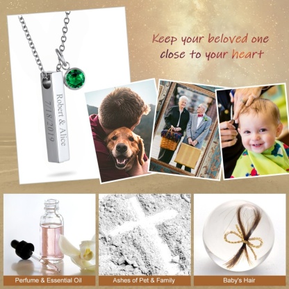 Custom Birthstone Cremation Necklace for Ashes