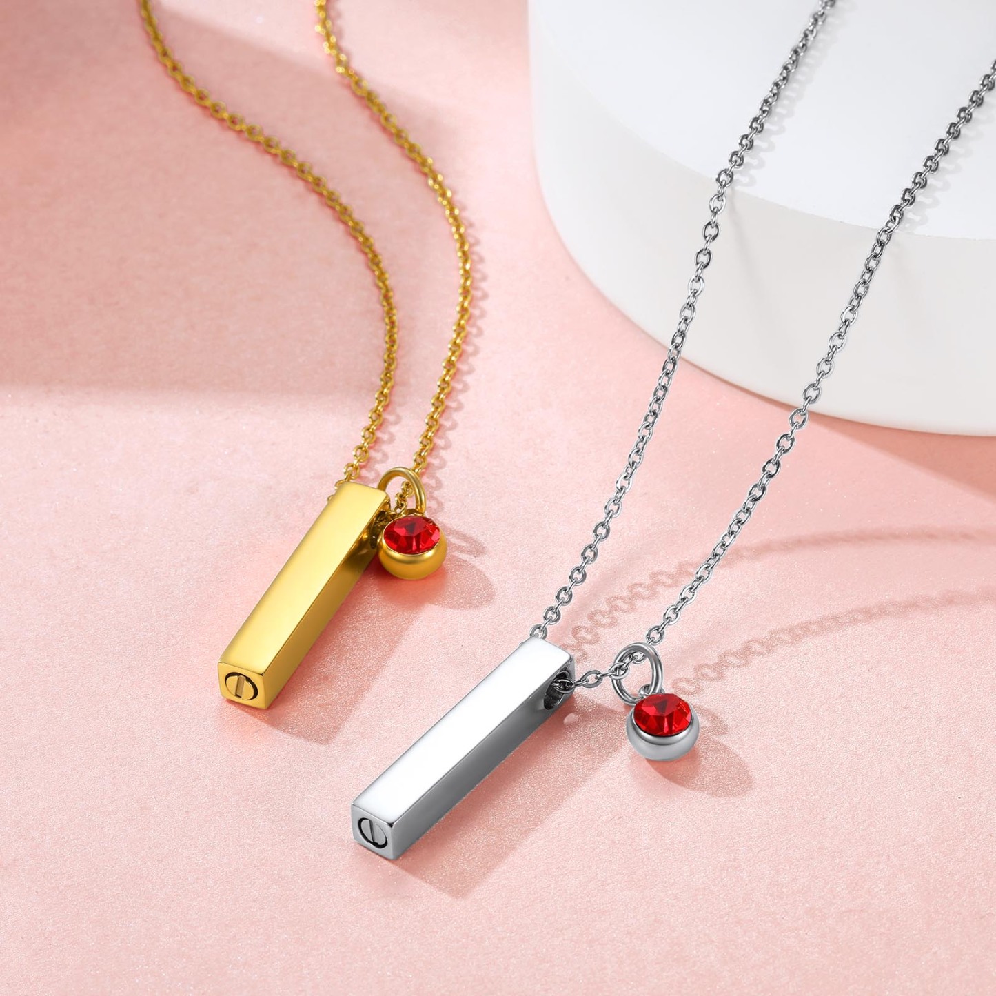 Custom Birthstone Bar Cremation Urn  Necklace for Ashes all color