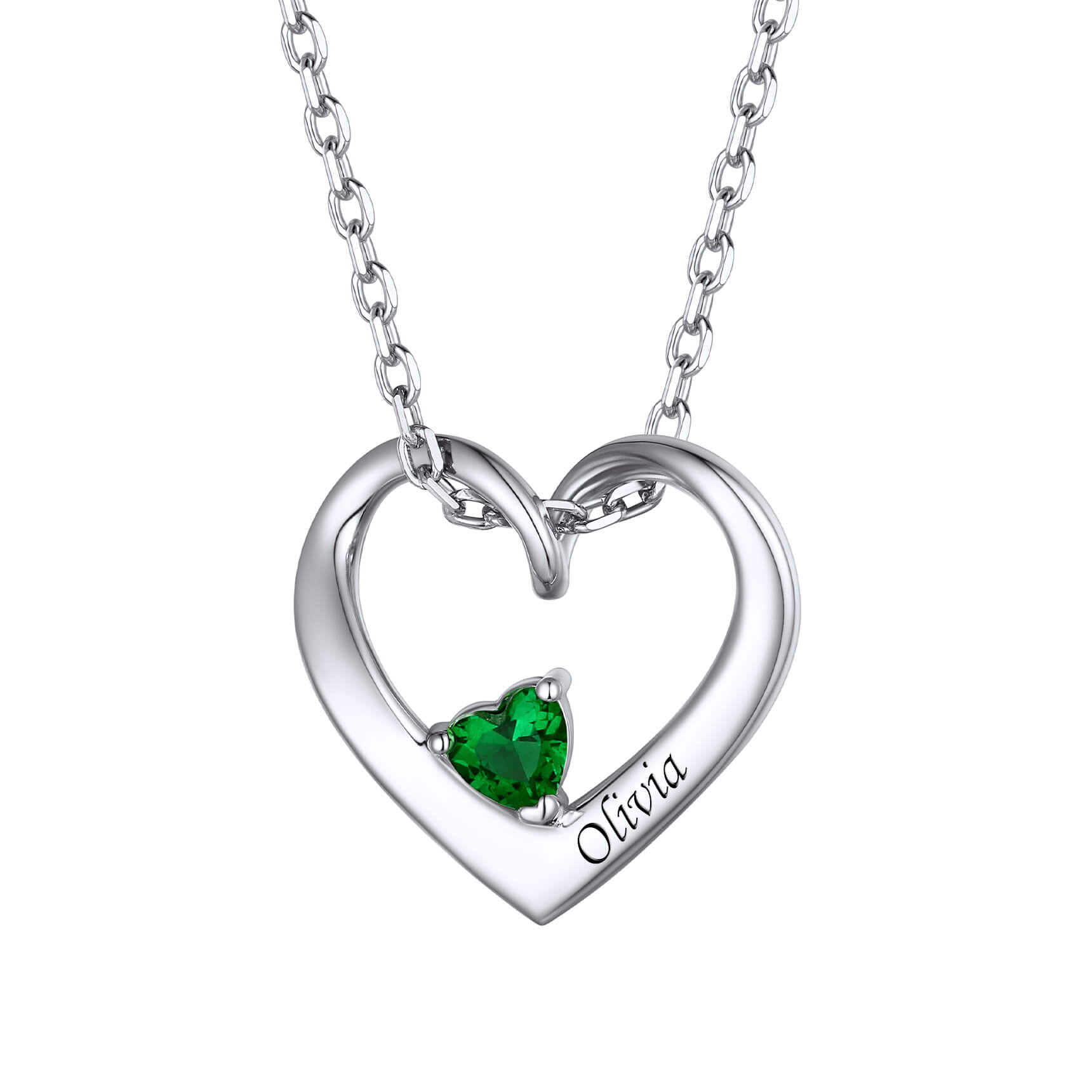 Personalized Heart Birthstone Necklace for Mom