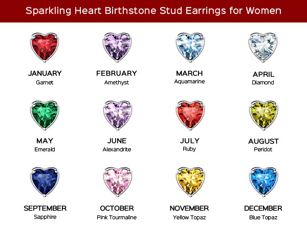 Birthstone Heart Studs