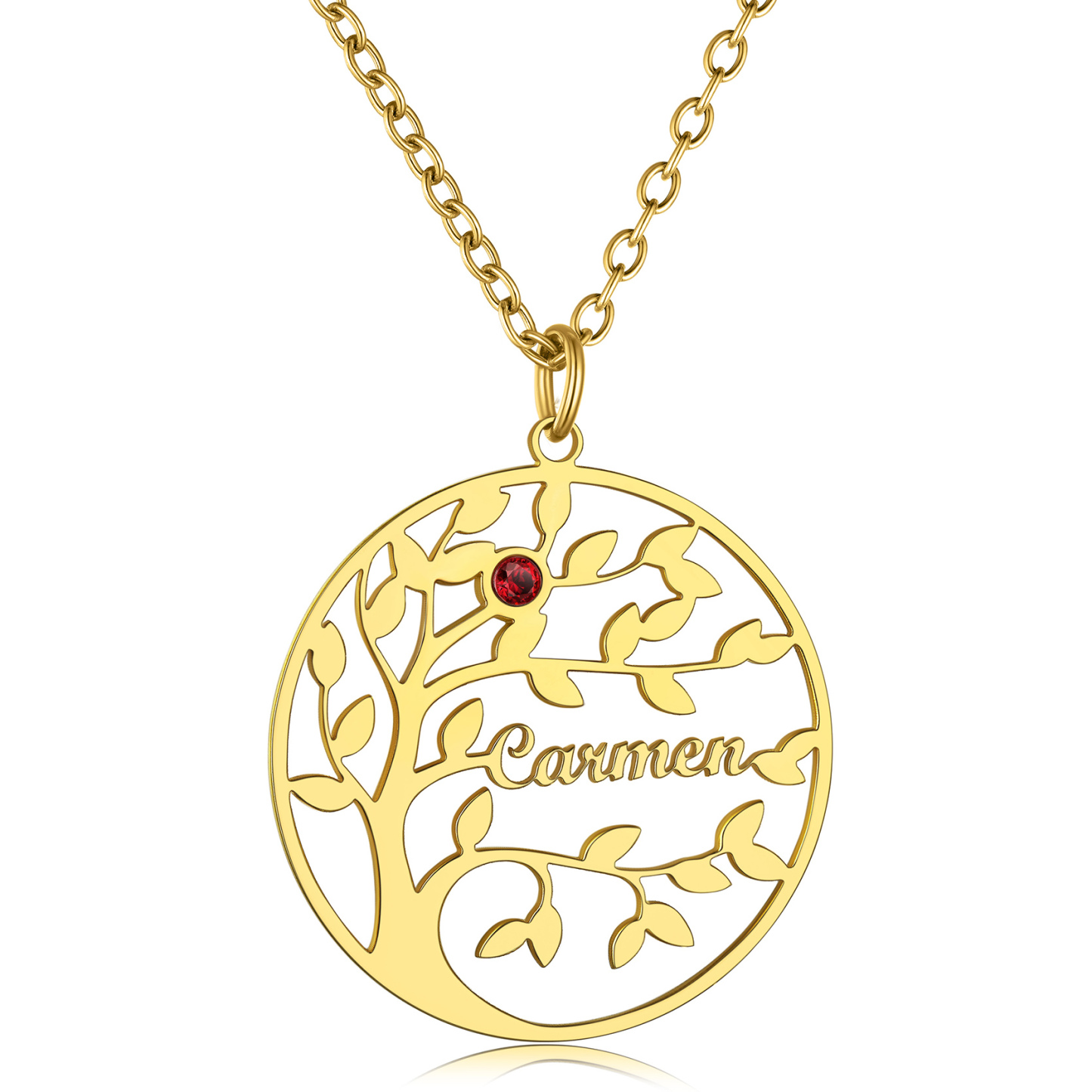 Custom Birthstone Name Plate Family Tree Necklace for Mom gold 1