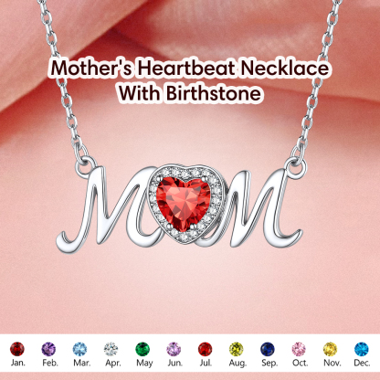Sterling Silver Heart halo Birthstone Mom Necklace For Mother's Day Gift