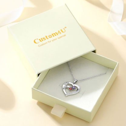  2 Birthstones Necklace with gift packing
