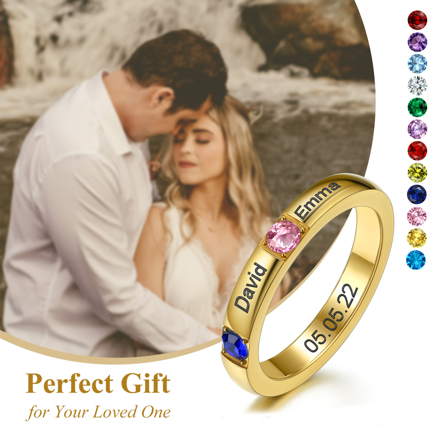 Birthstones ring for lover gift