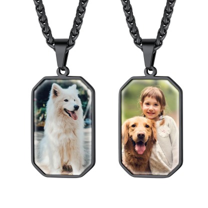 black photo dog tag necklace