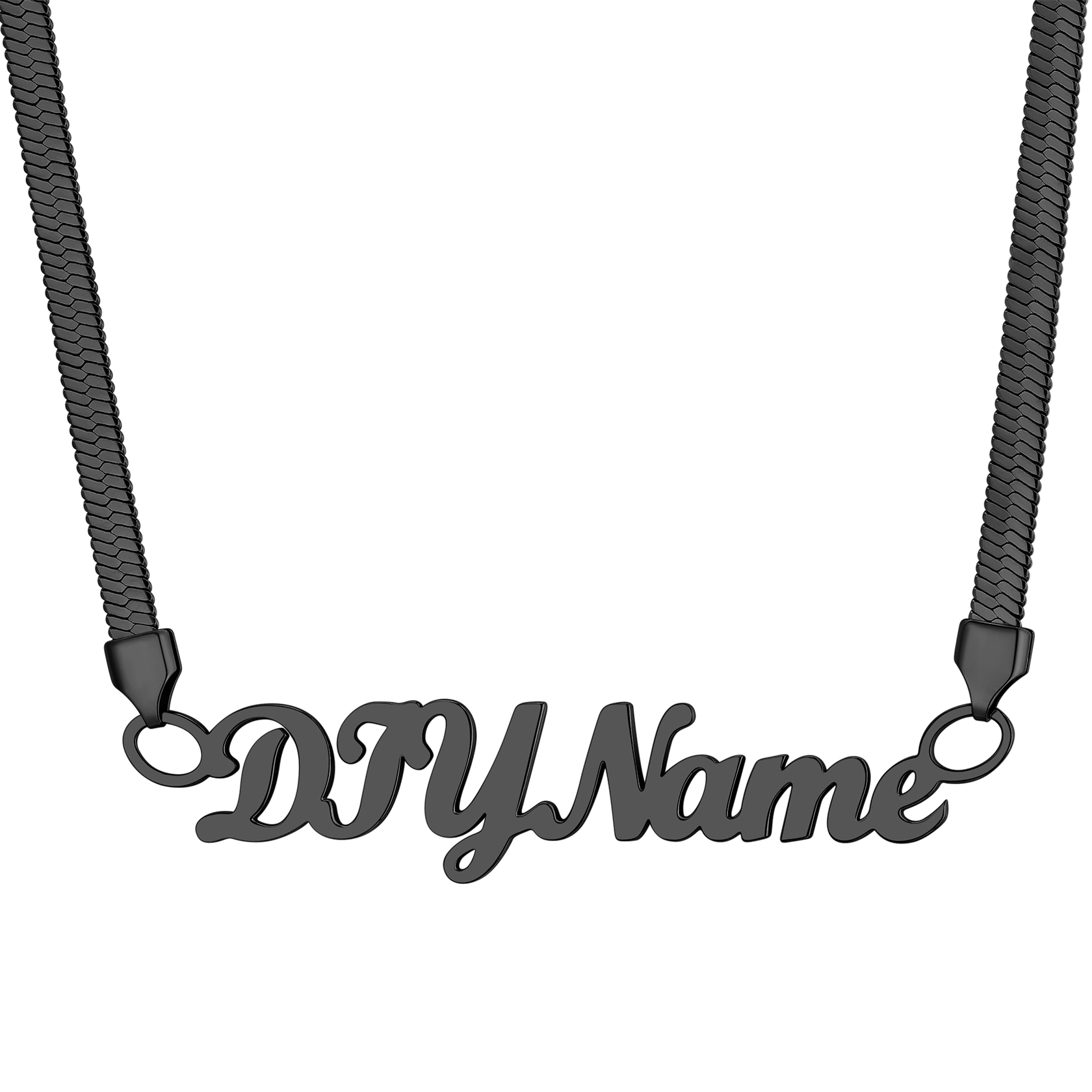 black Custom Chain Names Necklaces for Women