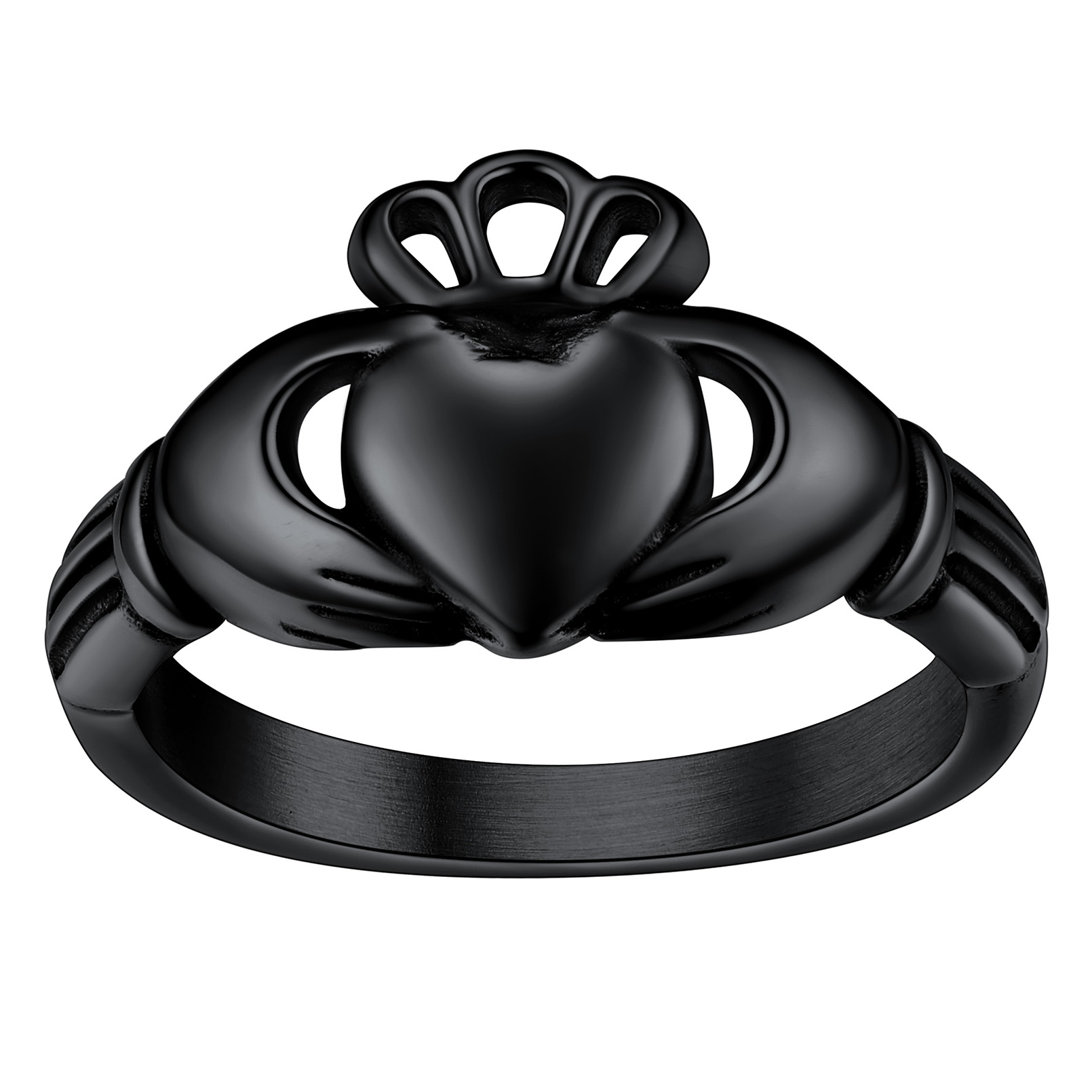 Personalized Claddagh Promise Rings for her black