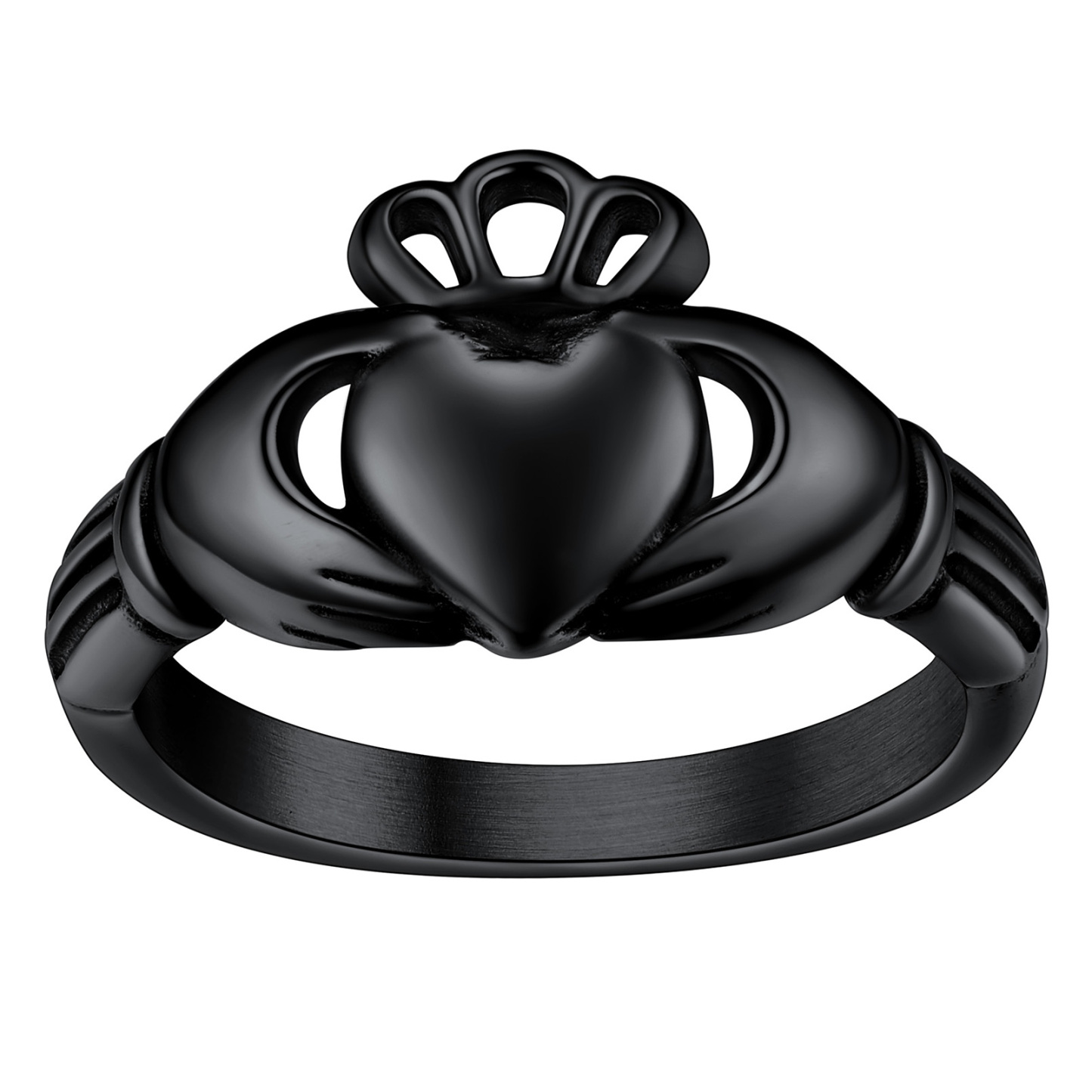 Personalized Claddagh Promise Rings for her black